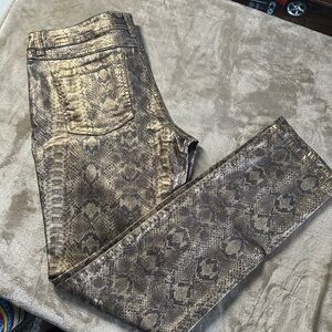 INC International Concepts Gold Snake Print Skinny Jeans